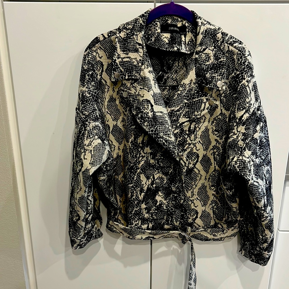 Snakeskin Print Moto Jacket